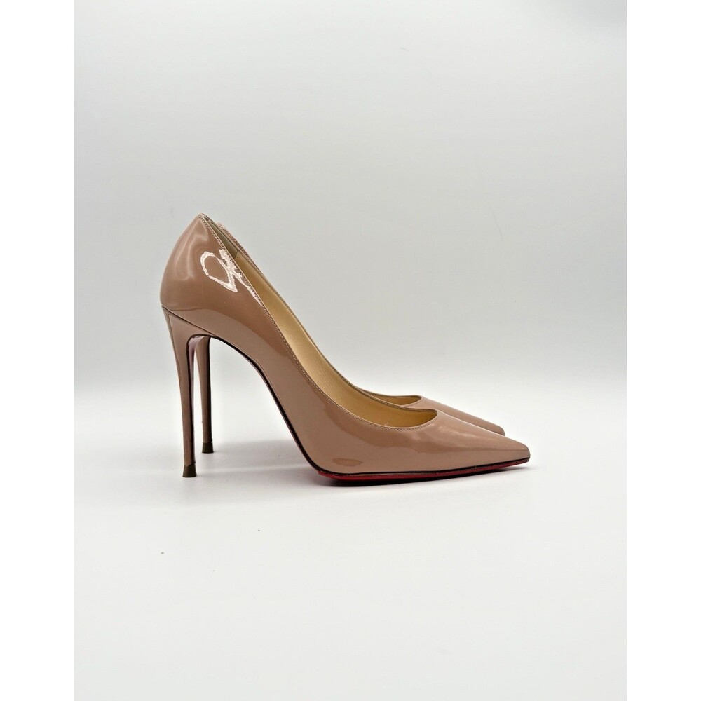 Christian Louboutin Kate 100mm Nude Patent Leather Stiletto Heels Size EU 36.5